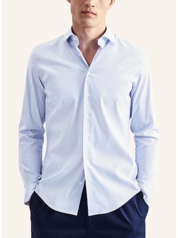 Seidensticker Blouse - slim fit - lichtblauw/wit