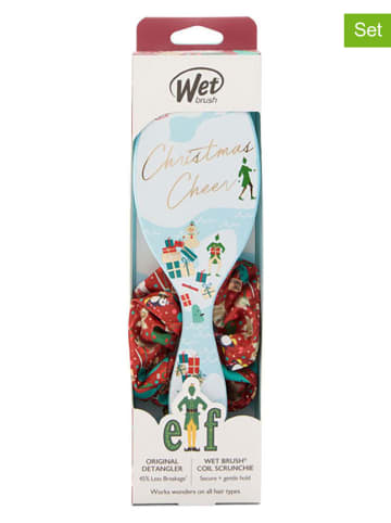 Wet brush 2-delige set: "Detangler - Elf" lichtblauw/rood
