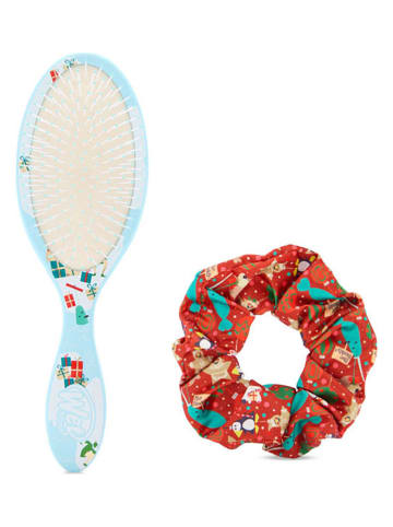 Wet brush 2-delige set: "Detangler - Elf" lichtblauw/rood