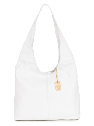 Lucca Baldi Leder-Schultertasche "Barga" in Weiß - (B)33 x (H)32 x (T)4 cm