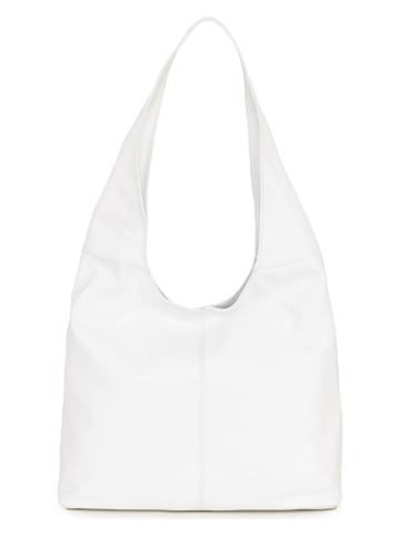 Lucca Baldi Leder-Schultertasche "Barga" in Weiß - (B)33 x (H)32 x (T)4 cm