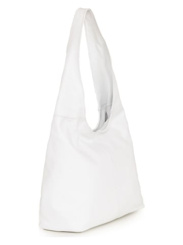 Lucca Baldi Leder-Schultertasche "Barga" in Weiß - (B)33 x (H)32 x (T)4 cm