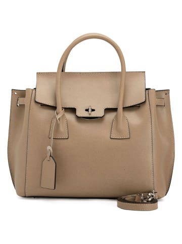 Lucca Baldi Leren handtas "Vinci" beige - (B)33 x (H)28 x (D)13 cm