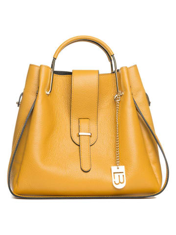Lucca Baldi Leder-Henkeltasche "Vinci" in Gelb - (B)33 x (H)28 x (T)13 cm