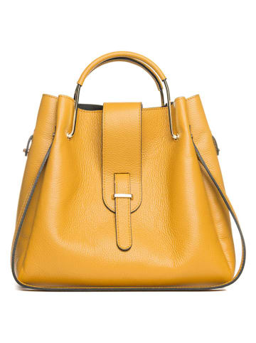 Lucca Baldi Leder-Henkeltasche "Vinci" in Gelb - (B)33 x (H)28 x (T)13 cm