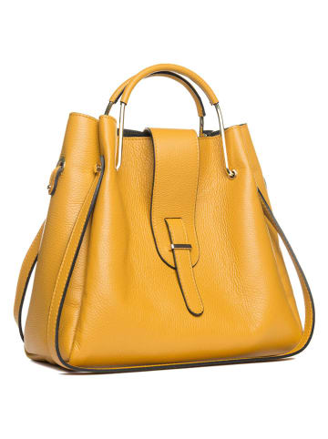 Lucca Baldi Leder-Henkeltasche "Vinci" in Gelb - (B)33 x (H)28 x (T)13 cm