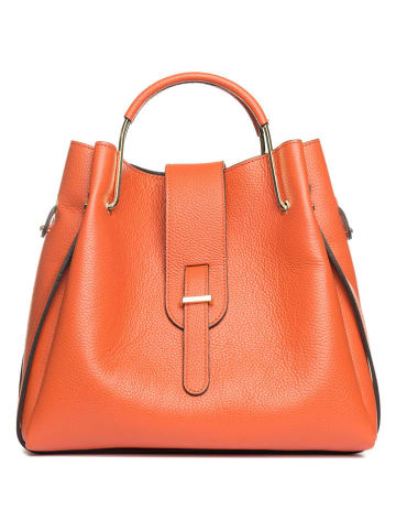 Lucca Baldi Leder-Henkeltasche "Vinci" in Orange - (B)33 x (H)28 x (T)13 cm
