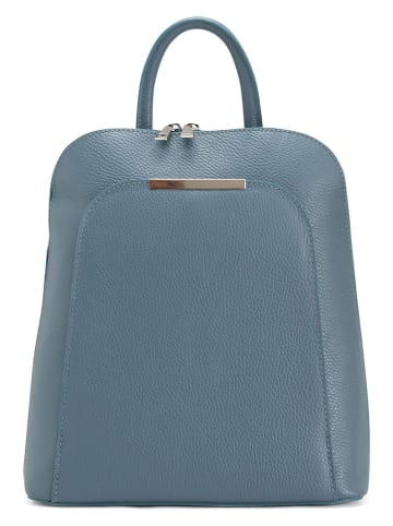 Lucca Baldi Leder-Rucksack "Cervia" in Blau - (B)35 x (H)33 x (T)12 cm