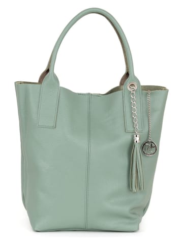 Pia Sassi Leder-Schuktertasche "Monte Cimone" in Grün - (B)28 x (H)35 x (T)17 cm