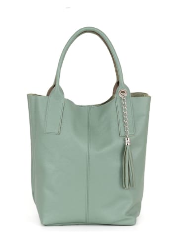 Pia Sassi Leder-Schuktertasche "Monte Cimone" in Grün - (B)28 x (H)35 x (T)17 cm
