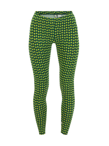 Blutsgeschwister Legginsy "Lovely Legsherbal" w kolorze ciemnozielono-żółtym
