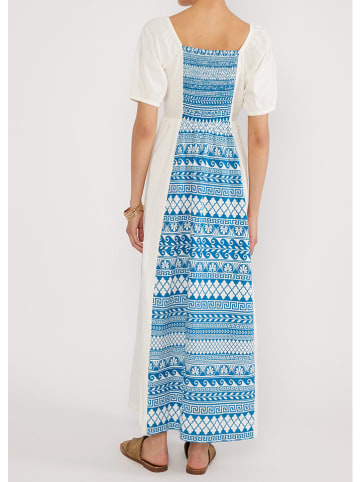 Blutsgeschwister Jurk "Grapewine Goddessmyth of mykonos" wit/blauw