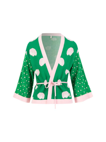 Blutsgeschwister Cardigan "Mingle Mangleartistic" in Grün/ Rosa