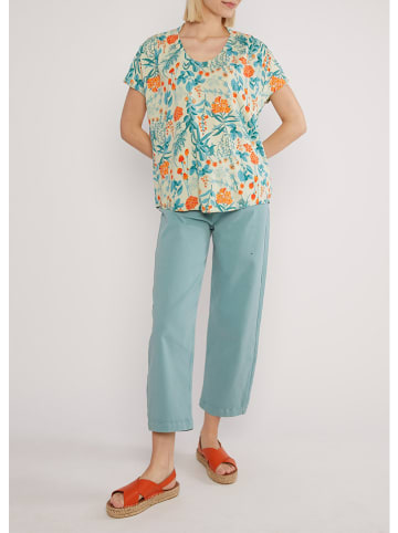Blutsgeschwister Bluse "Lets Fly" in Apricot/ Türkis
