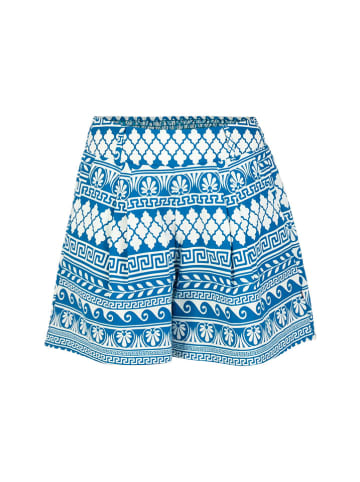 Blutsgeschwister Shorts "Summercamp Scoutmyth of mykonos" in Blau/ Weiß