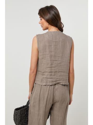 Lin Passion Leinen-Weste in Taupe