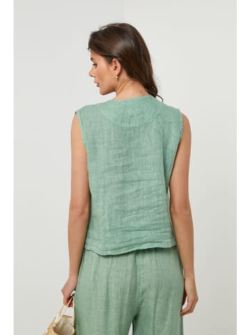 Lin Passion Linnen gilet groen