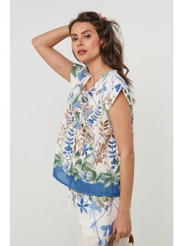 Lin Passion Bluzka w kolorze kremowym ze wzorem