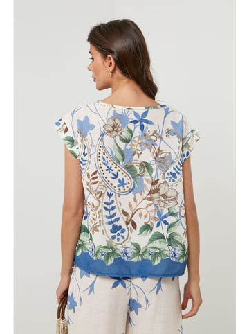 Lin Passion Blouse crème/meerkleurig