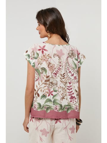Lin Passion Blouse crème/meerkleurig