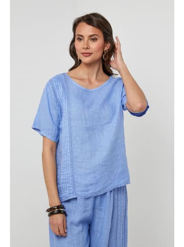 Lin Passion Leinen-Bluse in Hellblau
