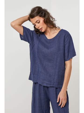 Lin Passion Leinen-Bluse in Dunkelblau