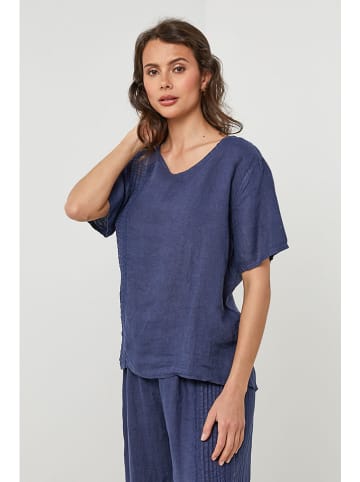Lin Passion Leinen-Bluse in Dunkelblau