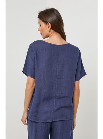 Lin Passion Leinen-Bluse in Dunkelblau