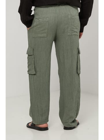 Lin Passion Leinen-Cargohose in Khaki