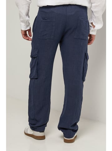 Lin Passion Linnen cargobroek donkerblauw