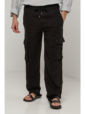 Lin Passion Leinen-Cargohose in Schwarz