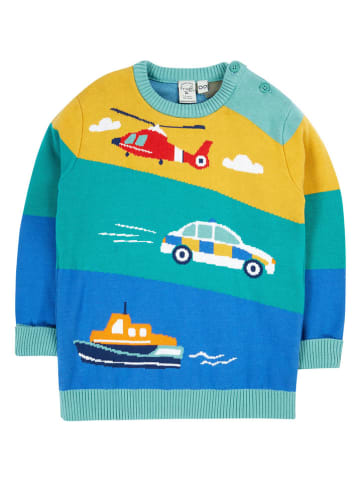 Frugi Pullover "Elwood" in Türkis/ Blau/ Gelb