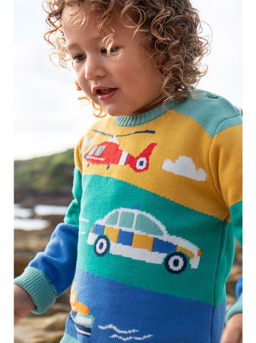 Frugi Sweter "Elwood" w kolorze turkusowo-niebiesko-żółtym