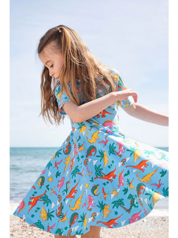 Frugi Sukienka "Sunshine Skater" w kolorze błękitno-pomarańczowym