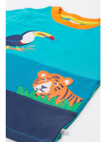 Frugi Koszulka "Penryn Panel" w kolorze granatowo-turkusowo-niebieskim