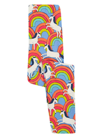 Frugi Legginsy "Leona" w kolorze pomarańczowo-błękitno-białym