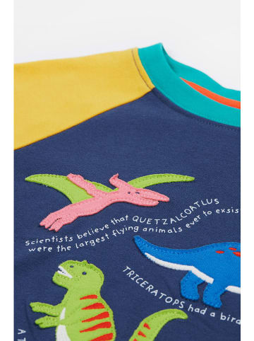 Frugi Koszulka "Renny Raglan" w kolorze granatowo-żółto-turkusowym
