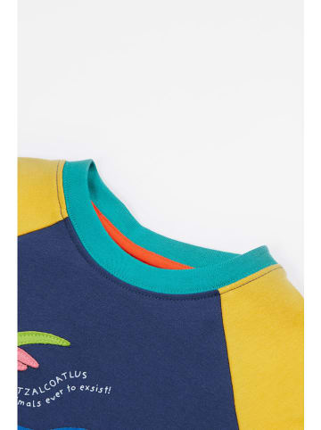 Frugi Koszulka "Renny Raglan" w kolorze granatowo-żółto-turkusowym