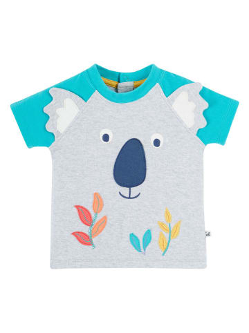Frugi Shirt "Happy Raglan" in Türkis/ Grau