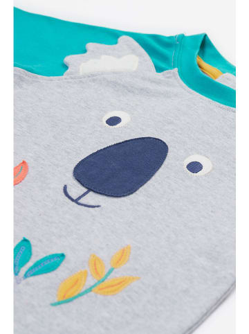 Frugi Shirt "Happy Raglan" in Türkis/ Grau