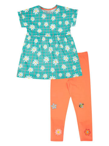Frugi 2tlg. Outfit "Delilah" in Türkis/ Orange/ Weiß