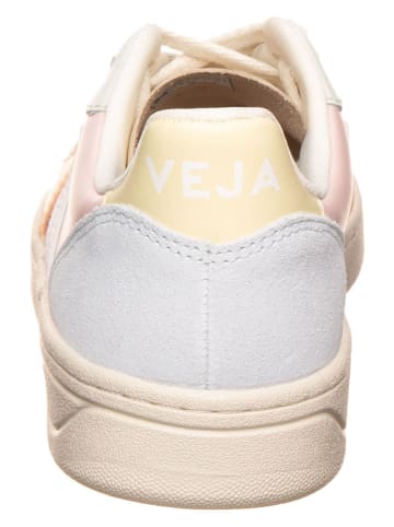 Veja Skórzane sneakersy "V 12" w kolorze biało-zielonym