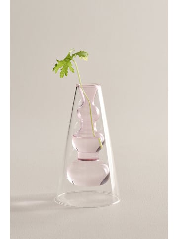 Jotex Vase "Tilo" in Transparent/ Rosa - (H)18 x Ø 10 cm