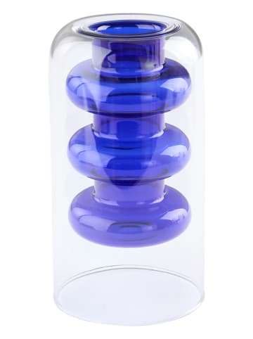 Jotex Vaas "Tilo" transparant/blauw - (H)15 x Ø 8 cm
