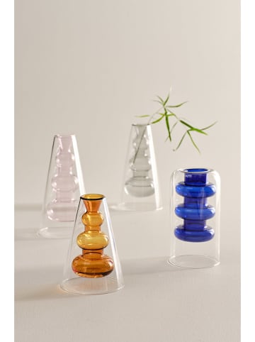Jotex Vase "Tilo" in Transparent/ Blau - (H)15 x Ø 8 cm