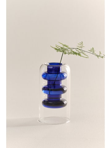 Jotex Vaas "Tilo" transparant/blauw - (H)15 x Ø 8 cm