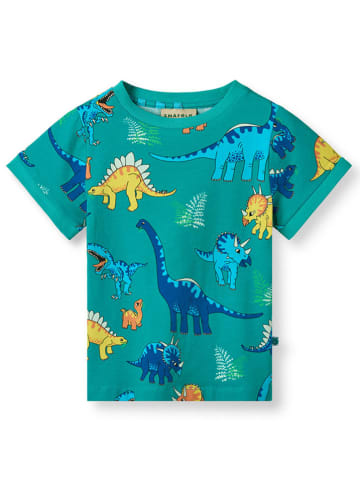 Småfolk Shirt "Dinosaurier" in Türkis/ Bunt