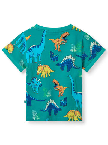 Småfolk Shirt "Dinosaurier" in Türkis/ Bunt
