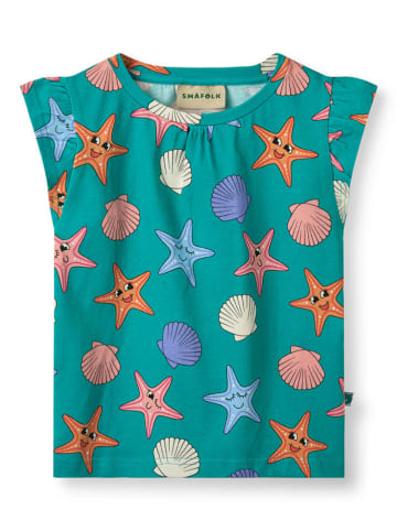 Småfolk Shirt "Seesterne" turquoise/meerkleurig
