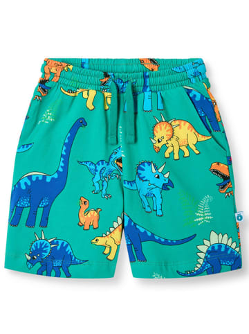 Småfolk Shorts "Dinosaurier" in Türkis/ Bunt